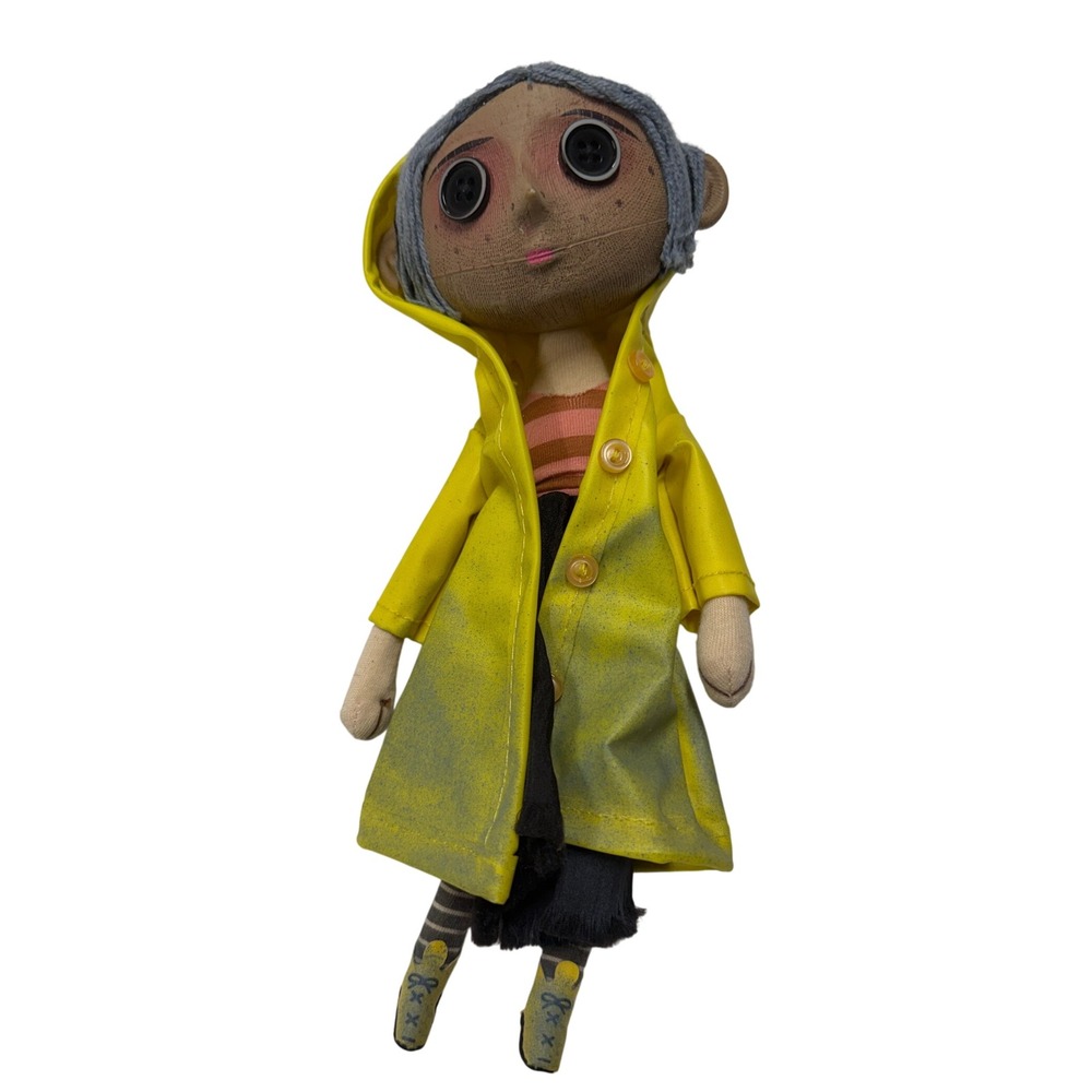 Coraline Button Eyed Doll Yellow Raincoat Plush Laika Movie Replica